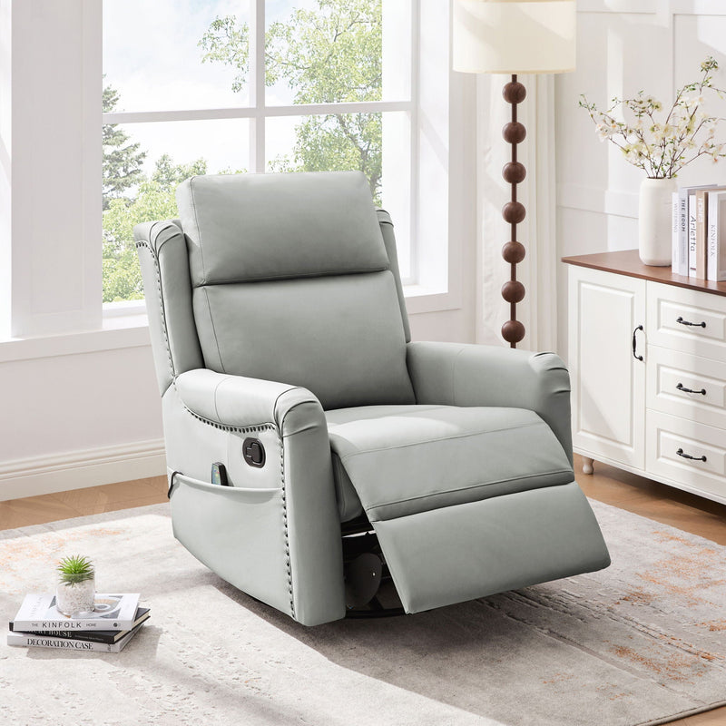Manual Recliner Swivel Rocking Chair With 8-Point Massage and Heating by HouseOfZazla