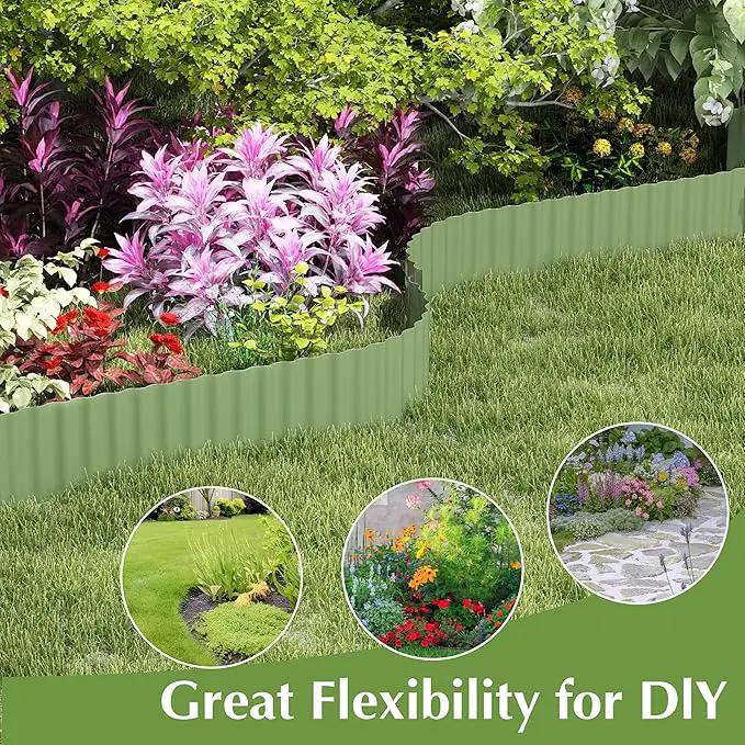 Metal Garden Edging Border, Corrugated Steel Landscaping, DIY for Lawn (Green, 10 Inch x 20FT) by GreenHaven Gardens