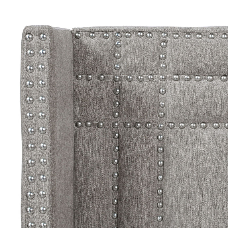 Elle - Wingback Upholstered King Bed - Silver Gray by HouseOfZazla