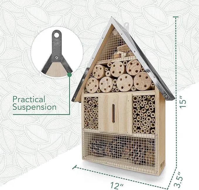 Premium Weatherproof Insect Hotel - Durable Bug House, Bee Home Box for Garden - Ideal Habitat for Bees, Ladybirds, Butterflies - Enhance Biodiversity & Eco-Balance by GreenHaven Gardens