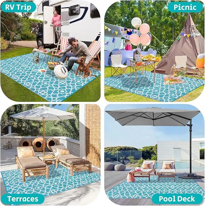 HEBE Outdoor Rug Waterproof 5x8, Plastic Straw Rug Camping Rug, Reversible Outdoor Patio Rugs RV Mat Clearance, Indoor Outside Floor Carpet for Porch,Deck,Camper,Balcony,Backyard by GreenHaven Gardens