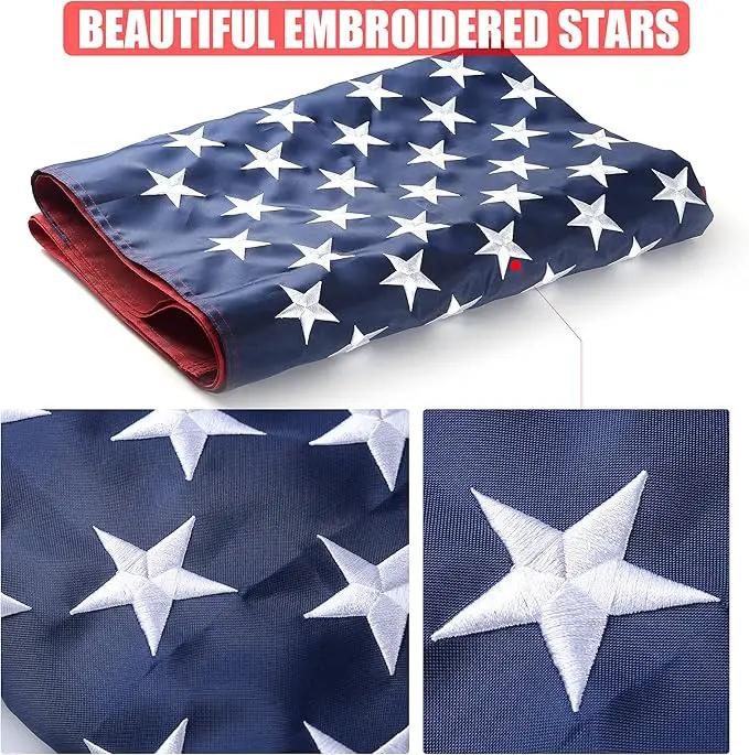 American Flag 5x8 Ft, USA US Flags Outdoor, Heavy Duty Durable, Embroidered Stars, Sewn Stripes and Brass Grommets by GreenHaven Gardens
