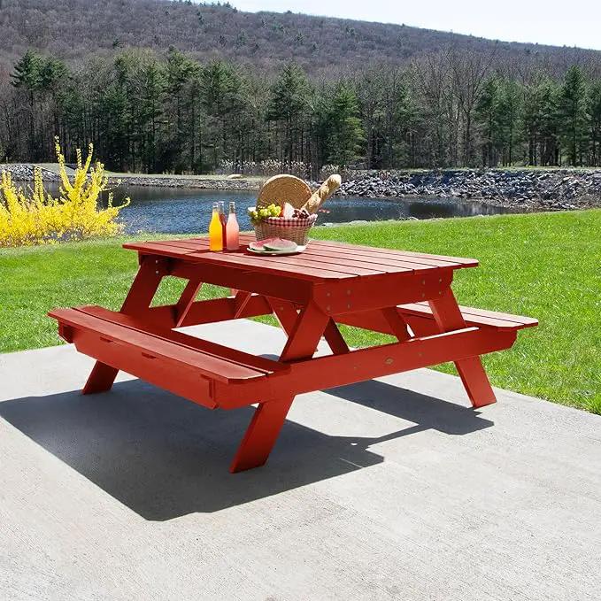 highwood Hometown Picnic Table, 6 Foot, Rustic Red by GreenHaven Gardens