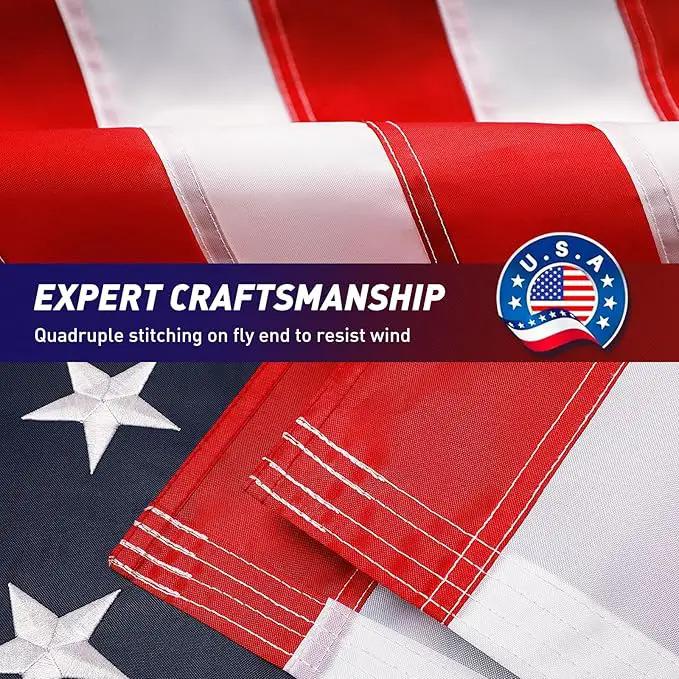 American Flag 2.5x4 Ft Embroidered Stars, Sewn Stripes, Brass Grommets US Flag Decorations, Outdoors Indoors USA Flags Polyester 2.5 x 4 Foot by GreenHaven Gardens