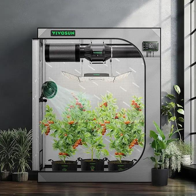 VIVOSUN G425 48"x24"x60" Grow Tent, 4x2 FT Advanced Gray Grow Tent with 19mm Poles, Observation Window and Floor Tray for Hydroponic Plants for VS2000 by GreenHaven Gardens