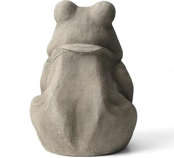 Glitzhome MGO Faux Concrete Zen-Style Frog Garden Statue Indoor and Outdoor Decoration, 16.75" H by GreenHaven Gardens