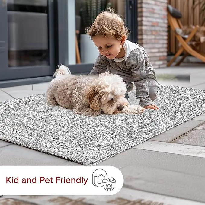 nuLOOM Oval 4' x 6' Solid Hand Braided Indoor/Outdoor Area Rug, Pet-Friendly, High Traffic, Weather Resistant, for Patio, Balcony, Bedroom, Living, Dining Room, Wynn Salt and Pepper by GreenHaven Gardens