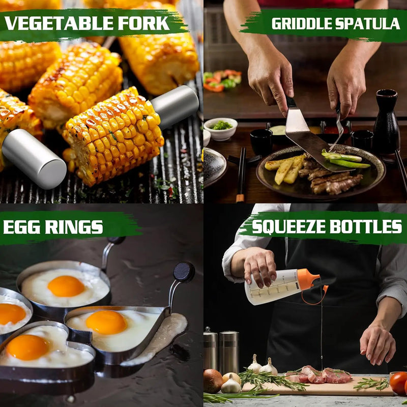 120 Pcs Griddle Accessories Kit for Blackstone - Perfect Flat Top Grill Accessories for Outdoor, Professional Round Melting Dome with Cast Iron Smash Burger Press for Barbecue. by GreenHaven Gardens