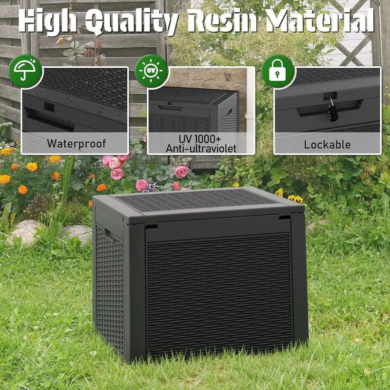 KAMABOKO 31 Gallon Outdoor Storage Box 2 Pack All-Weather Deck Box for Patio Furniture, Package Deliveries, Garden Tools, Pool Supplies & Cushions, Black by GreenHaven Gardens