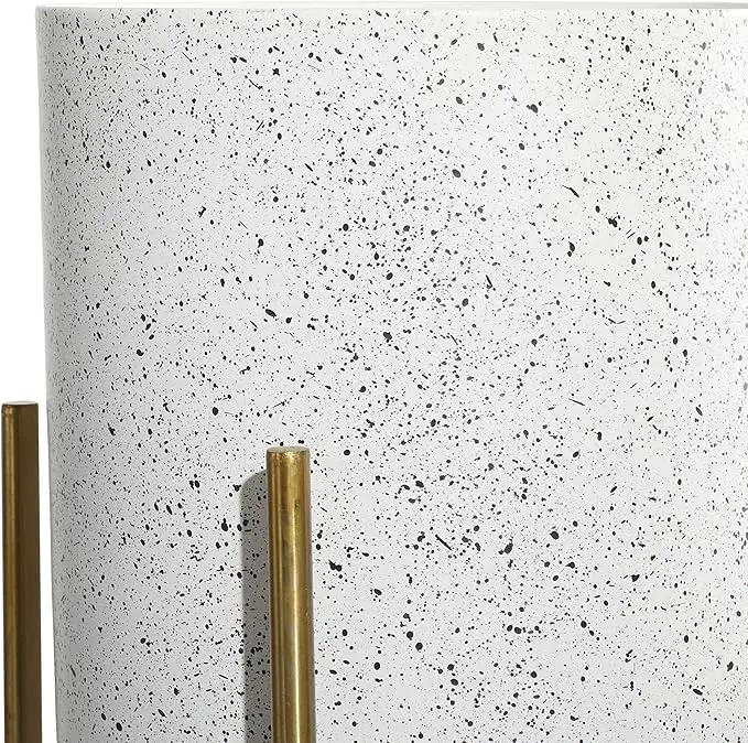 Deco 79 Metal Indoor Outdoor Planter Deep Recessed Dome Speckled Large Planter Pot with Removable Stand, Set of 2 Planters 39", 46"H, White by GreenHaven Gardens