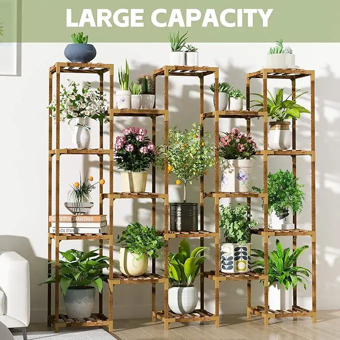 HOMKIRT Plant Stand Indoor Outdoor, 17 Tier Large Tall Plant Shelf for Indoor Plants Multiple, Wood Plant Stand Rack Holder Table for Living Room Garden Patio Window by GreenHaven Gardens