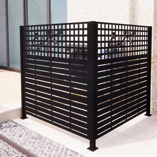 W48" x H47.3" Metal Privacy Screen with Rose Design