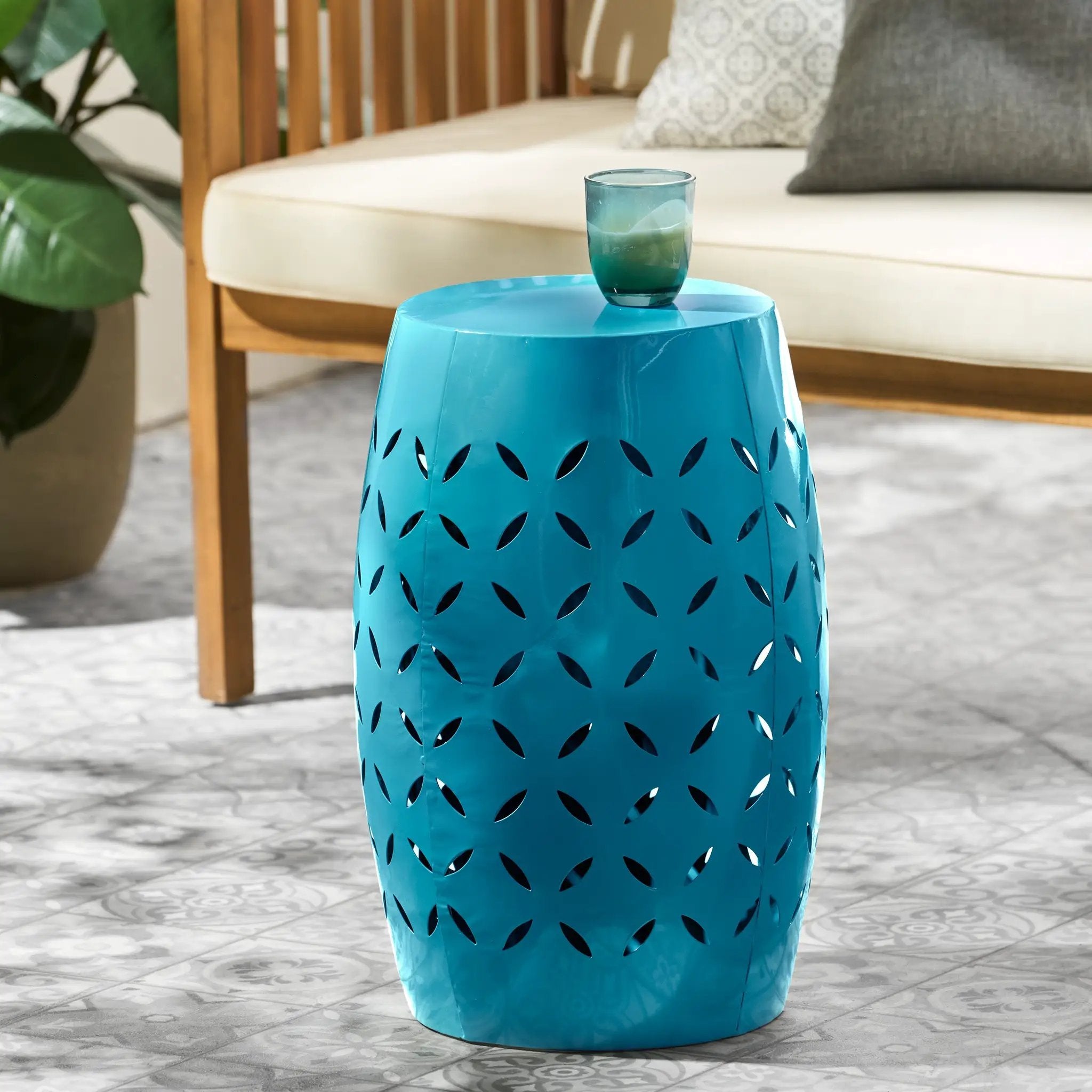 Lilac 12" Accent Side Table with Cylindrical Design by HouseOfZazla