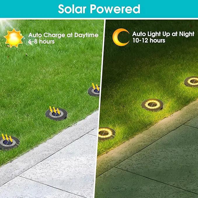 NFESOLAR Solar Ground Lights Outdoor 8 Pack, IP68 Waterproof Flat Solar Outdoor Lights Bright Solar Powered Landscape Lighting for Yard Garden Lawn Patio Driveway Pathway Decor (Warm White) by GreenHaven Gardens