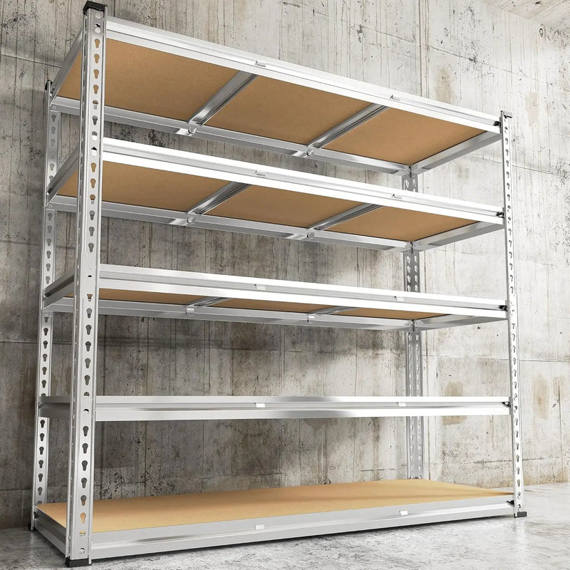 REIBII Garage Shelving, 5 Tier Storage Shelves Load 3000LBS, Adjustable Garage Shelving Heavy Duty, Metal Shelves Unit for Basement, Warehouse, 48" W x 72" H x 18" D, Galvanized by GreenHaven Gardens