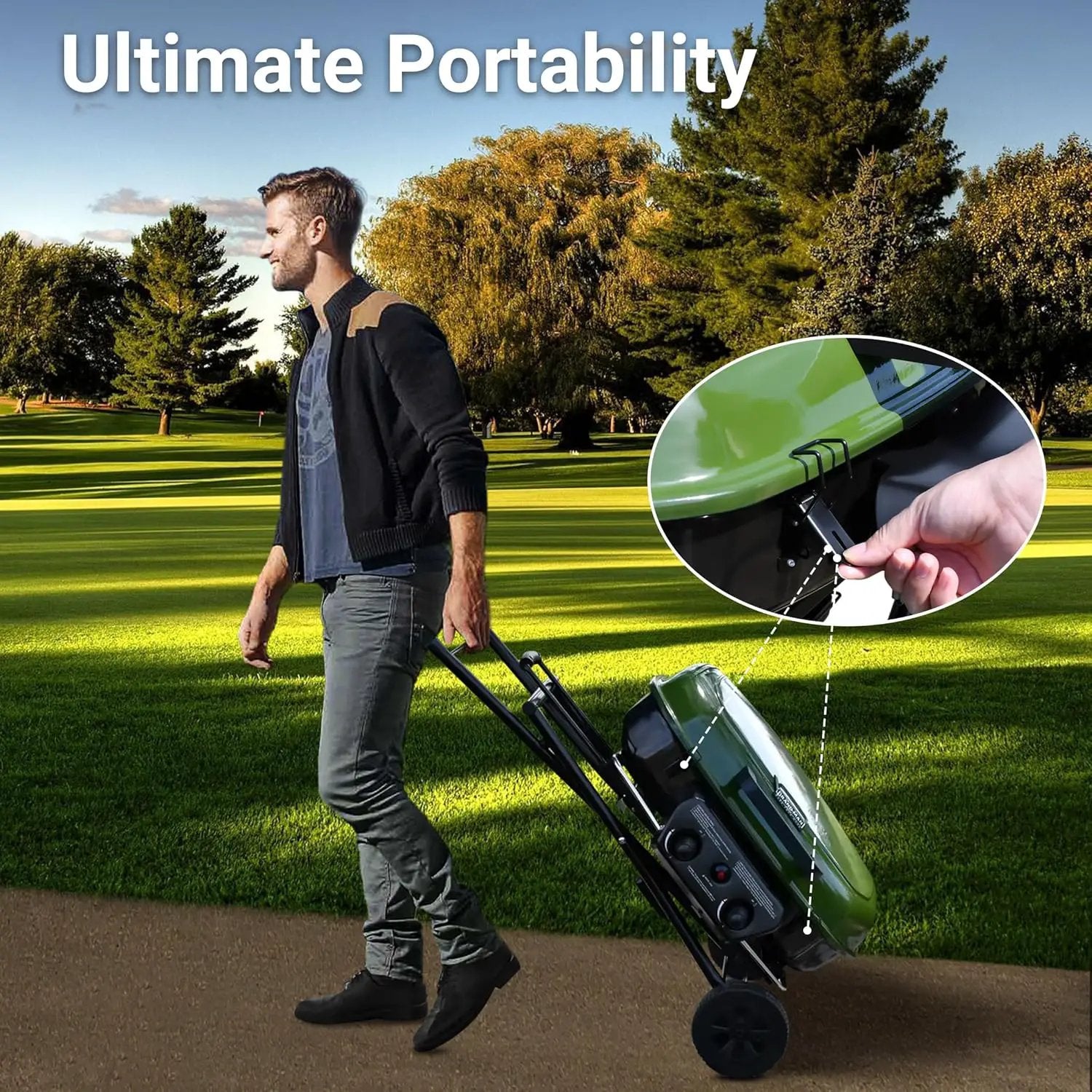 Brand-Man Propane Gas Grill, Portable Standup Grill with Folding Cart & Push-Button Ignition, Ideal for Camping, Tailgating, BBQ, Backyard, Patio & More by GreenHaven Gardens
