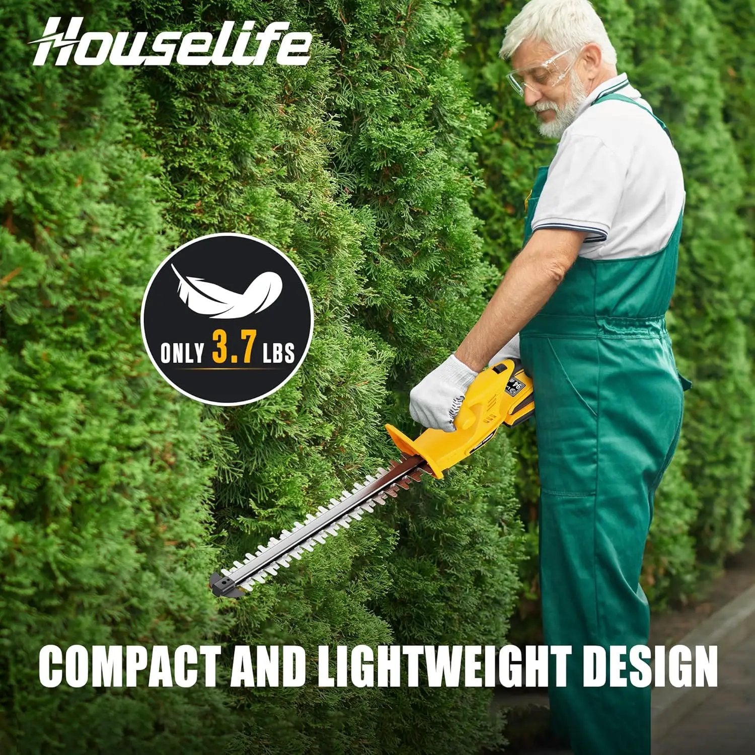 Houselife Cordless Hedge Trimmer Compatible with Dewalt 20V MAX Battery(Tool Only), 18'' Electric Hedge Trimmers Cordless, Lightweight Battery Powered Bush Trimmer for Yard, Garden by GreenHaven Gardens