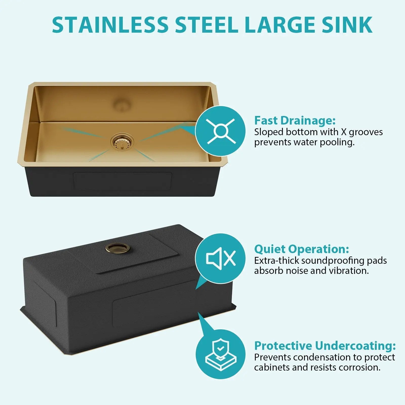 Finish Undermount Stainless Steel Kitchen Sink 32" X 19" 16 Gauge Deep Single Bowl by HouseOfZazla