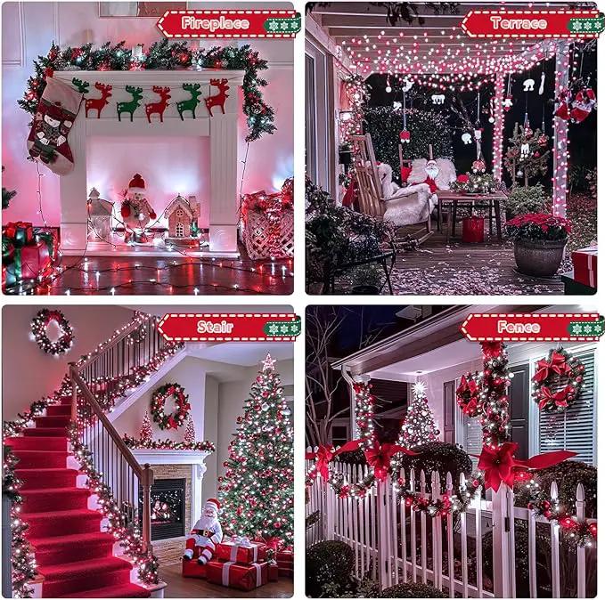 JMEXSUSS 500 LED Red and White Christmas Lights, 173ft 8 Modes Christmas String Lights Outdoor Waterproof Plug in Christmas Tree Lights for House Xmas Tree Party Holiday Decor by GreenHaven Gardens