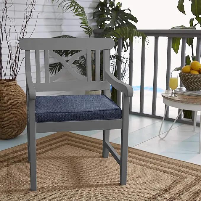 Sorra Home Sunbrella Bristol Square Chair Cushion (Set of 2) - Fade & Water Resistant, Outdoor & Indoor Patio Seat Cushion with Plush Foam - Spectrum Indigo (20" x 20" x 2.5") by GreenHaven Gardens