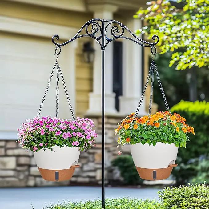 10 Inch Hanging Planters for Indoor Plants, 2 Pack Self Watering Hanging Baskets Flower Pots with Drainage Hole, Visual Reservoir & 2 Kinds of Plant Hanger for Outdoor Garden Home Decor by GreenHaven Gardens