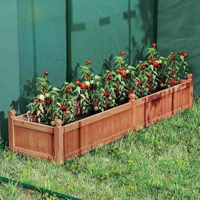 HAPPYGRILL Raised Garden Bed, Wood Elevated Flower Box with 8 Drain Holes, Liner, for Flowers, Vegetables, Herbs, Fruits, Outdoor Planter Box for Backyard, Garden, Lawn, 89" x 23.5" x 16" by GreenHaven Gardens