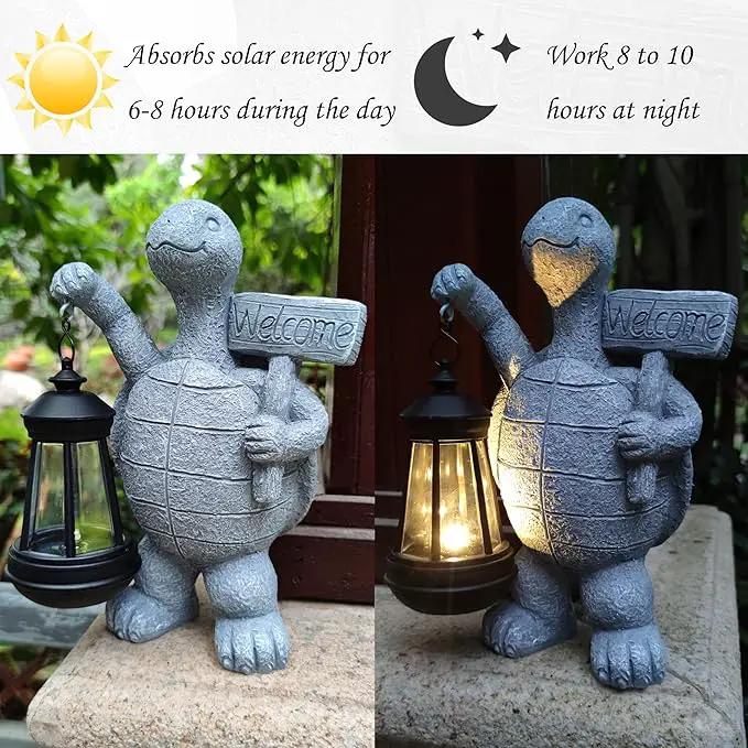 Solar Turtle Garden Outdoor Statues,Resin Turtles Figurine Decorations with Solar Lights Lantern, Outdoor Turtle Art Decor for Lawn,Yard, Unique Housewarming Gift for Garden Home by GreenHaven Gardens