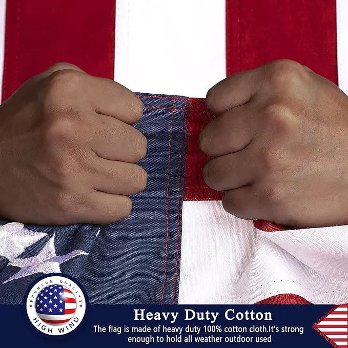 This Folded Memorial Flag American US Cotton Flag 5x9.5 FT Premium 100% Cotton For Veteran, Embroidered Stars, Sewn Stripes, 4 Rows of Lock Stitching, Brass Grommets USA Burial Casket Flags by GreenHaven Gardens