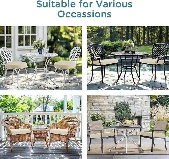 Codi Outdoor Seat Cushions for Patio Furniture 22x22 Inch, Waterproof Chair Cushion with Handles & Adjustable Straps, Fade Resistant - Set of 2, Beige by GreenHaven Gardens