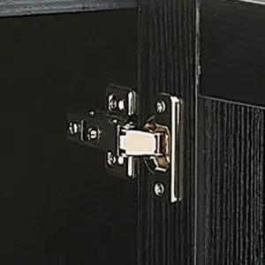 Side Panel Buffet Cabinet With Natural Rattan Door, Rattan Storage Cabinet With Adjustable Shelves, Side Panel And Buffet With Storage Space, Modern Console Cabinet In Bedroom And Living Room - Black / Beige by HouseOfZazla