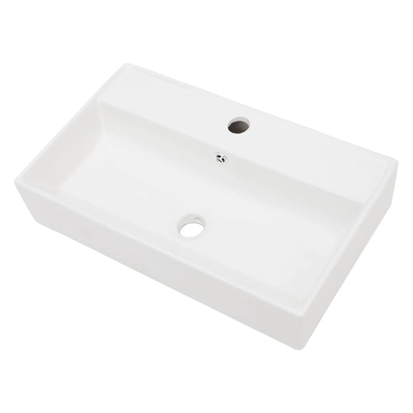 Modern Ceramic Rectangular Wall Mounted Bathroom Sink With Faucet Hole & Overflow by HouseOfZazla