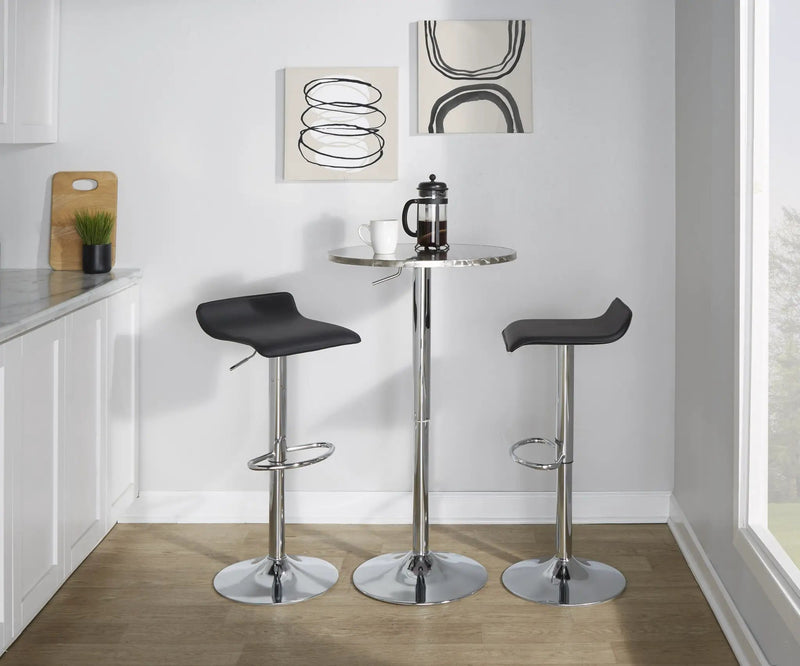 Bistro - Contemporary Adjustable Round Bar Table - Silver by Unique Piece Furniture