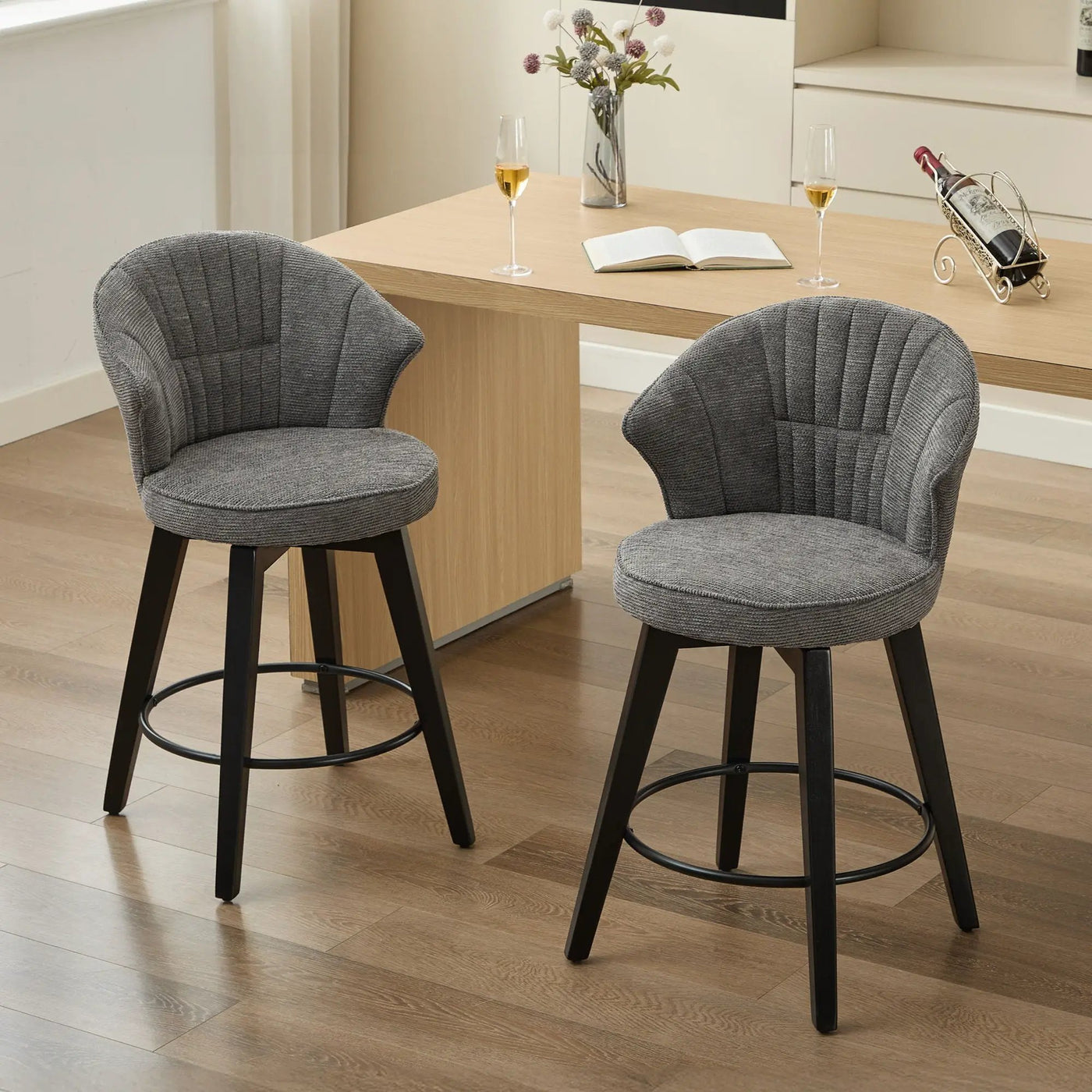 Wing Back Swivel Bar Stools (Set of 2) by HouseOfZazla