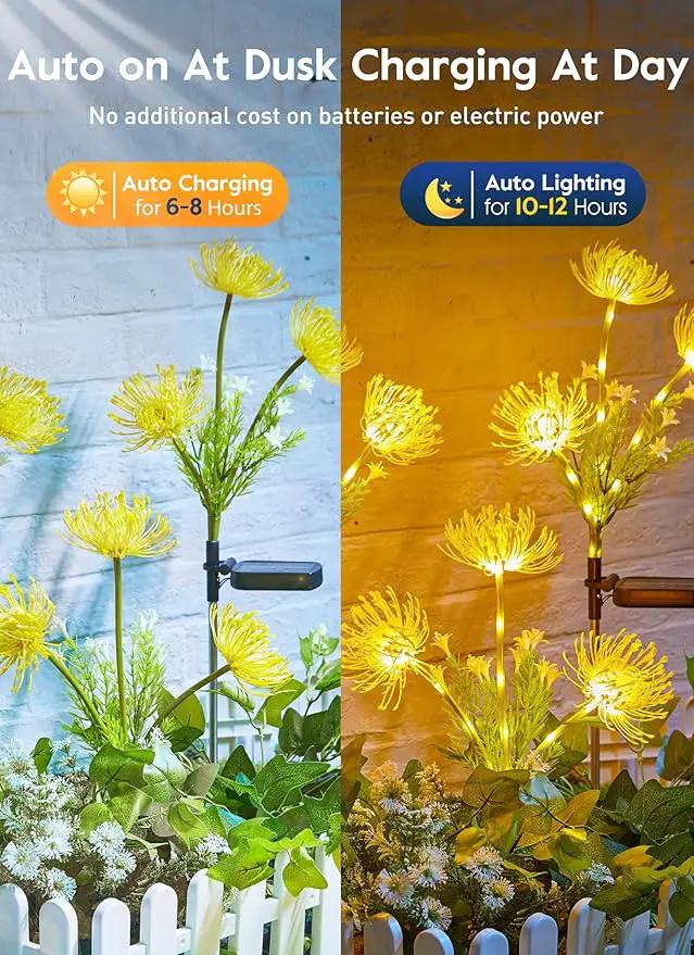 Brightown Outdoor Solar Garden Lights - 4 Pack LED Solar Flower Lights with Glowing Flowers & Stems, More Realistic, Bigger Solar Panel, Waterproof Solar Lights for Outside Yard Patio Home, Yellow by GreenHaven Gardens