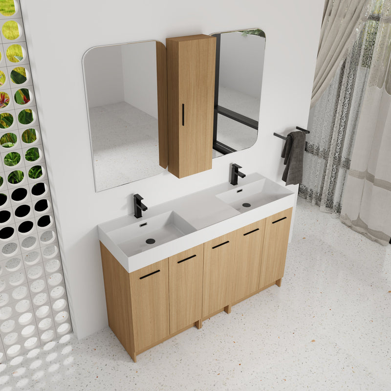 60" Double Sink Bathroom Vanity Set with Tall Cabinet by HouseOfZazla