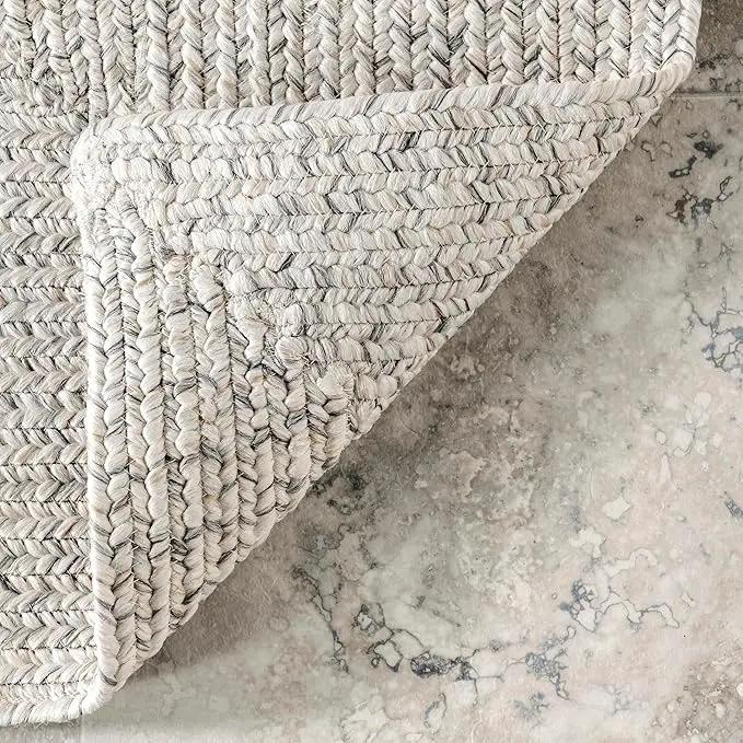 nuLOOM 6' x 9' Solid Hand Braided Indoor/Outdoor Area Rug, Pet-Friendly, High Traffic, Weather Resistant, for Patio, Balcony, Bedroom, Living Room, Dining Room, Wynn Ivory by GreenHaven Gardens