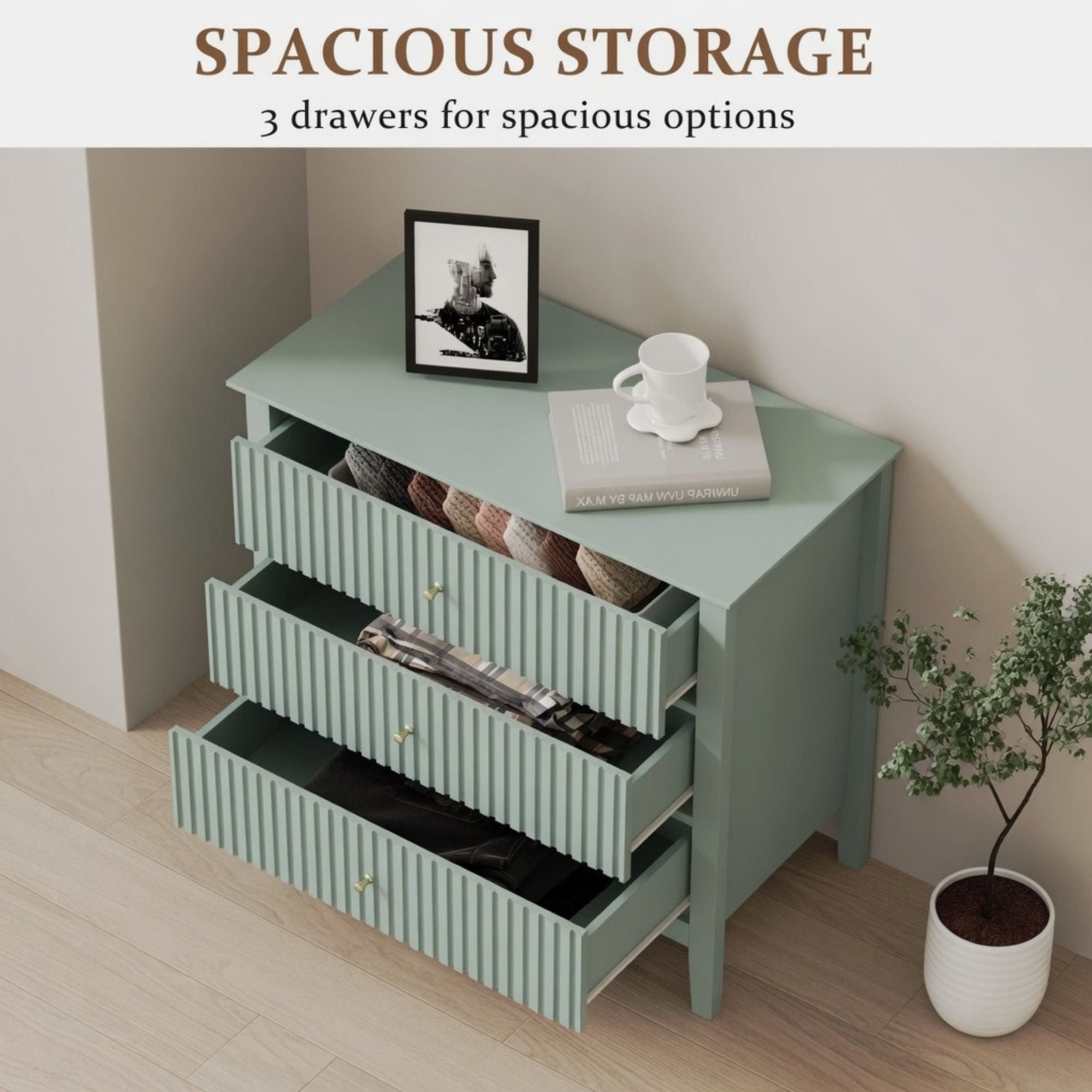 Fluted 3 Drawer Nightstand With Soft Close Slides by HouseOfZazla