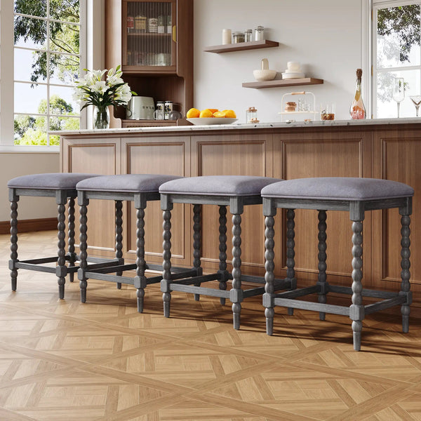 26" Counter Stools Set of 4 with Upholstered Seat