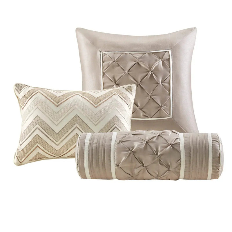 7 Piece Tufted Comforter Set Ivory Cal King by HouseOfZazla
