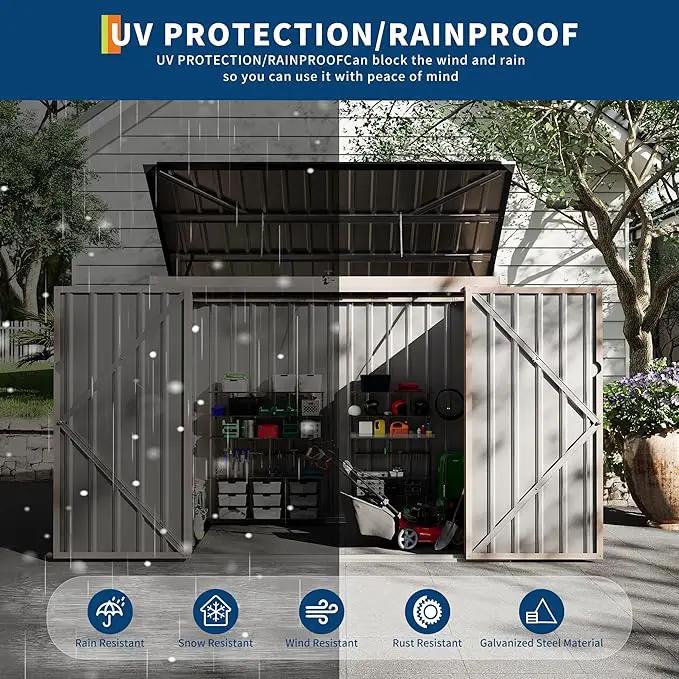 2 Trash Cans Metal Outdoor Storage, 3x6 FT Garbage Bin Storage Shed with Chain Lid, Garbage Can Metal Sheds for Garden, Backyard, Lawn and Patio by GreenHaven Gardens
