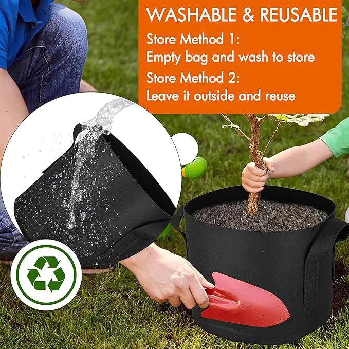 Gardzen 10-Pack 3 Gallons Grow Bags, Aeration Fabric Pots with Handles, Heavy Duty Cloth Pots for Plants by GreenHaven Gardens