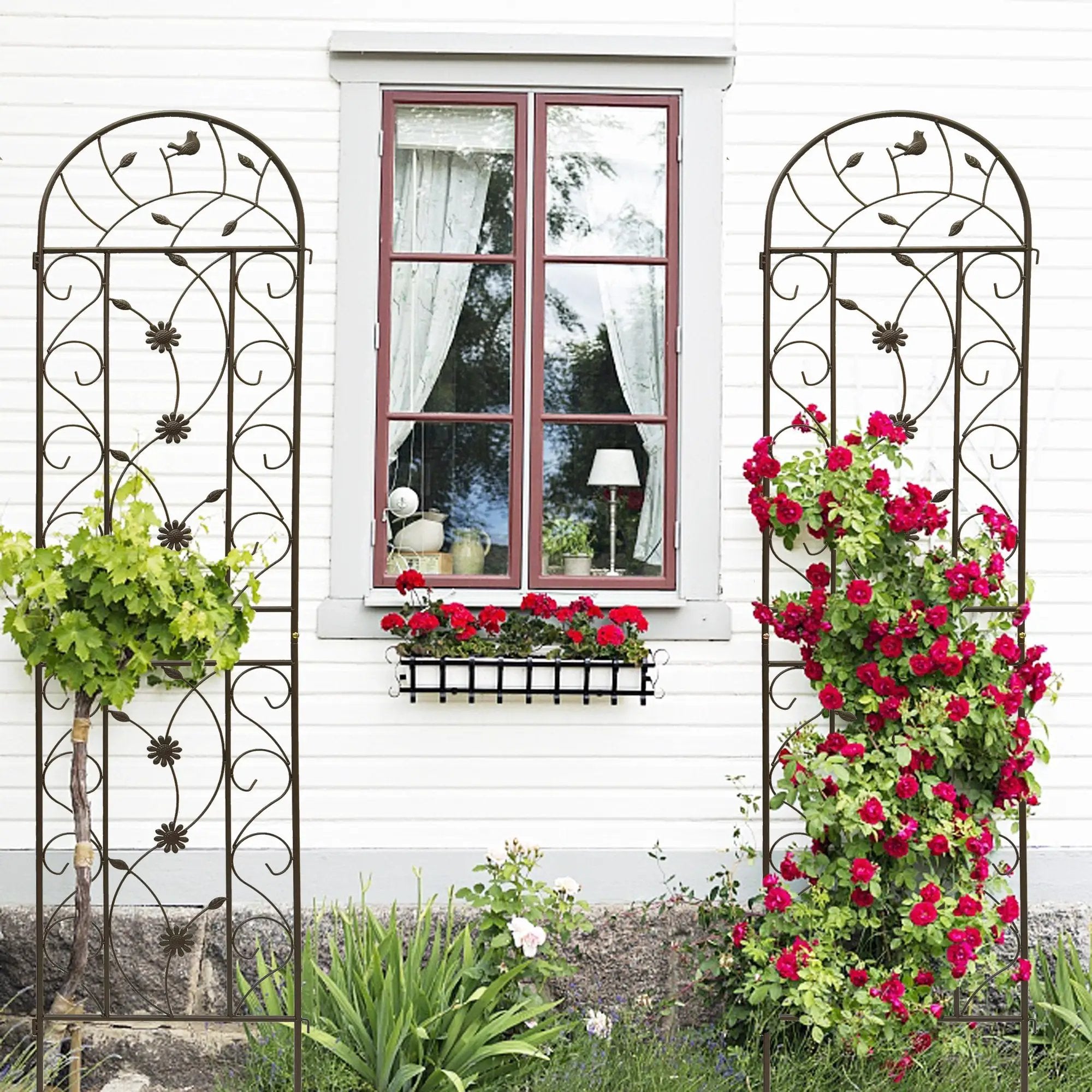2 Pack Metal Garden Trellis 86.7" x 19.7" by HouseOfZazla