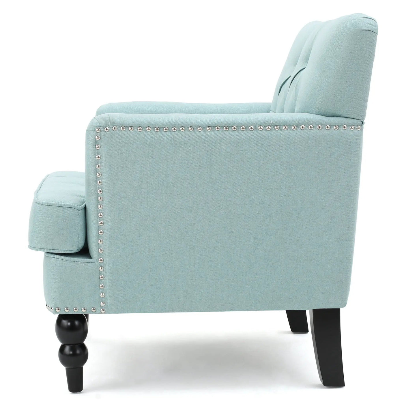 Harrison Tufted Club Chair with Button Tufted Back and Birch Wood Legs by HouseOfZazla