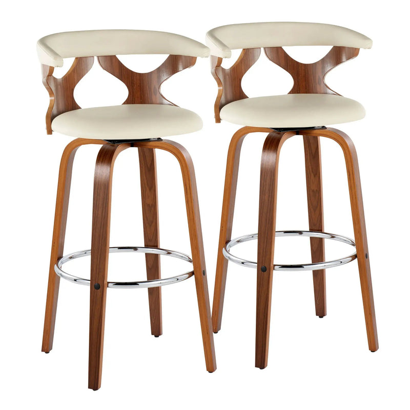 Gardenia - Mid Century Modern Fixed Height Barstool With Swivel With Round Footrest (Set of 2) by Unique Piece Furniture