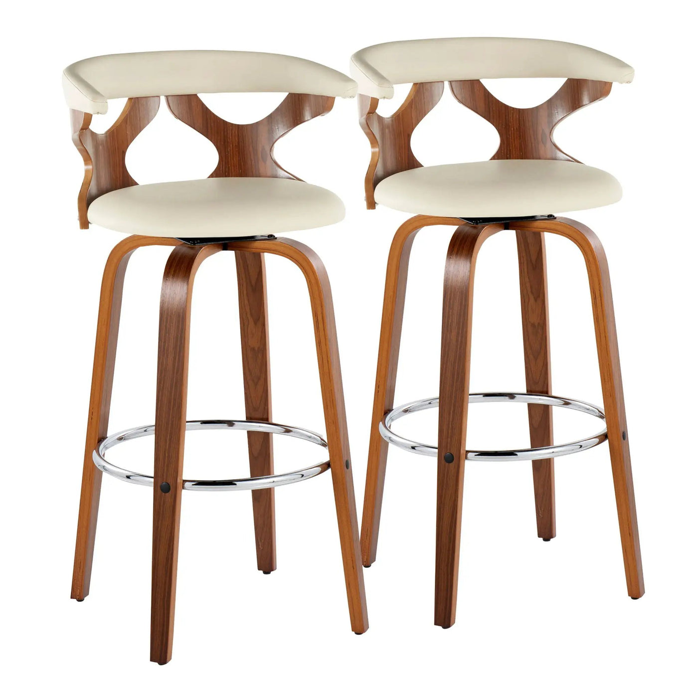 Gardenia - Mid Century Modern Fixed Height Barstool With Swivel With Round Footrest (Set of 2) by HouseOfZazla