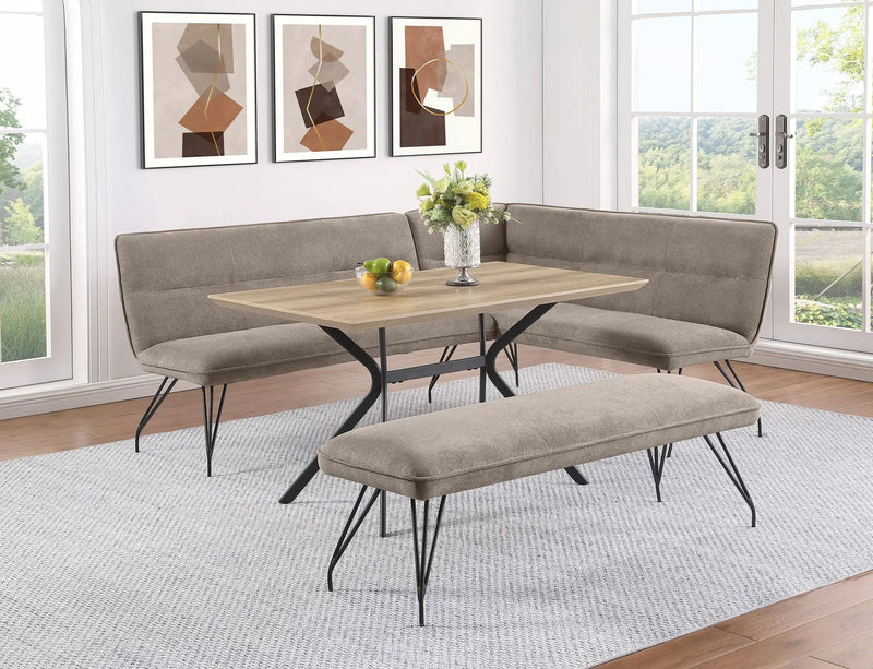 Dodson Fabric Upholstered Dining Bench Taupe by Unique Piece Furniture