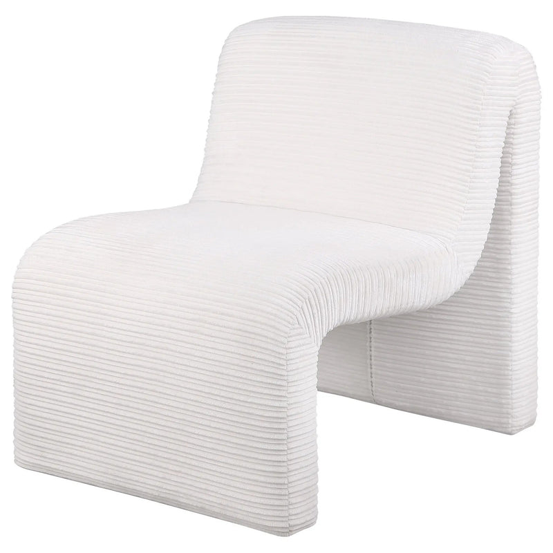 Drayton Upholstered Curved Armless Accent Chair Ivory by Unique Piece Furniture