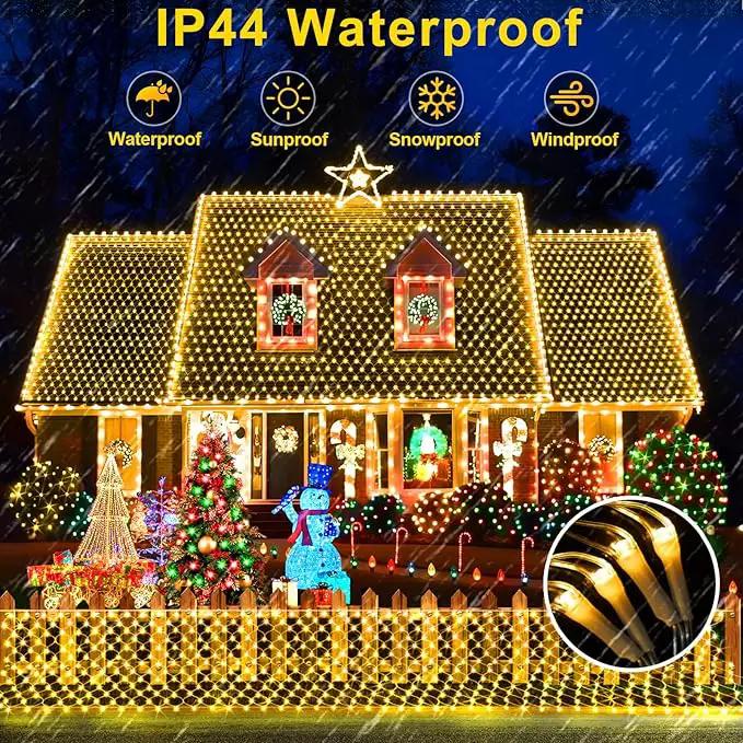 KNONEW 2-Pack 360 LEDs Christmas Net Lights 13ft x 6.6ft Outdoor Mesh Connectable Waterproof 8 Modes & Timer Plug-in Fairy Lights for Bushes Garden Party Wedding Holiday, Warm White by GreenHaven Gardens