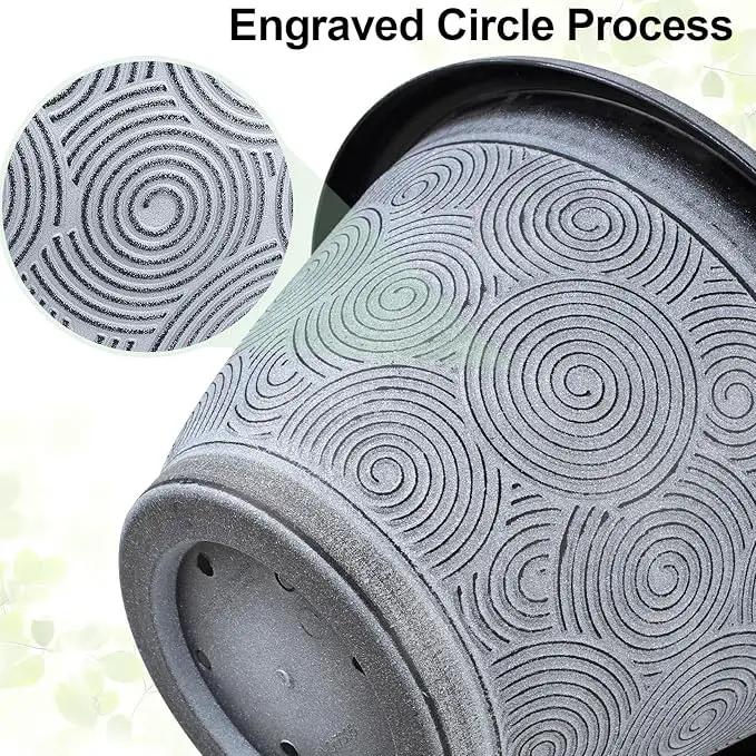 12 Inch Large Planter Pot for Plants Indoor Outdoor, 4 Pack Plastic Flower Pots with Drainage Hole & Tray, Modern Decorative Garden Pot with Saucer, Plant Container for House by GreenHaven Gardens