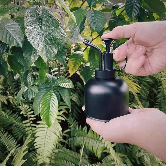 Plant Mister Spray Bottle Stainless Steel Watering Can for Indoor Plants Bonsai Sprayer Succulent Spritzer Houseplant Atomizer Terrarium Mister Modern Garden Tools 10oz/300ml Black by GreenHaven Gardens